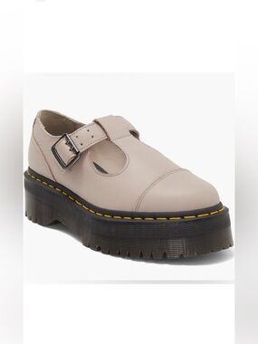 NEW Dr. Martens Bethan T-Bar Platform Shoe Size 11 Taupe / Lilac / Blush